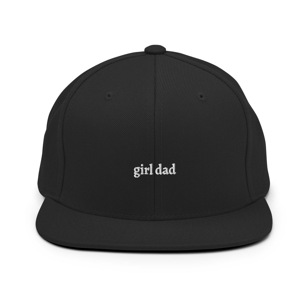 Black embroidered "girl dad" snapback hat front view | Plot Twist