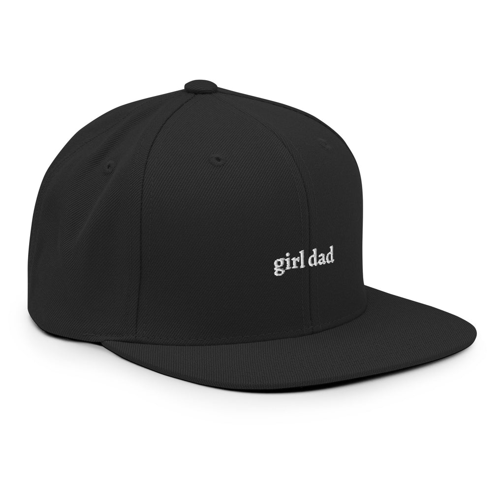 Black embroidered "girl dad" snapback hat side view | Plot Twist