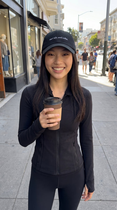"can't talk need coffee" Dad Hat