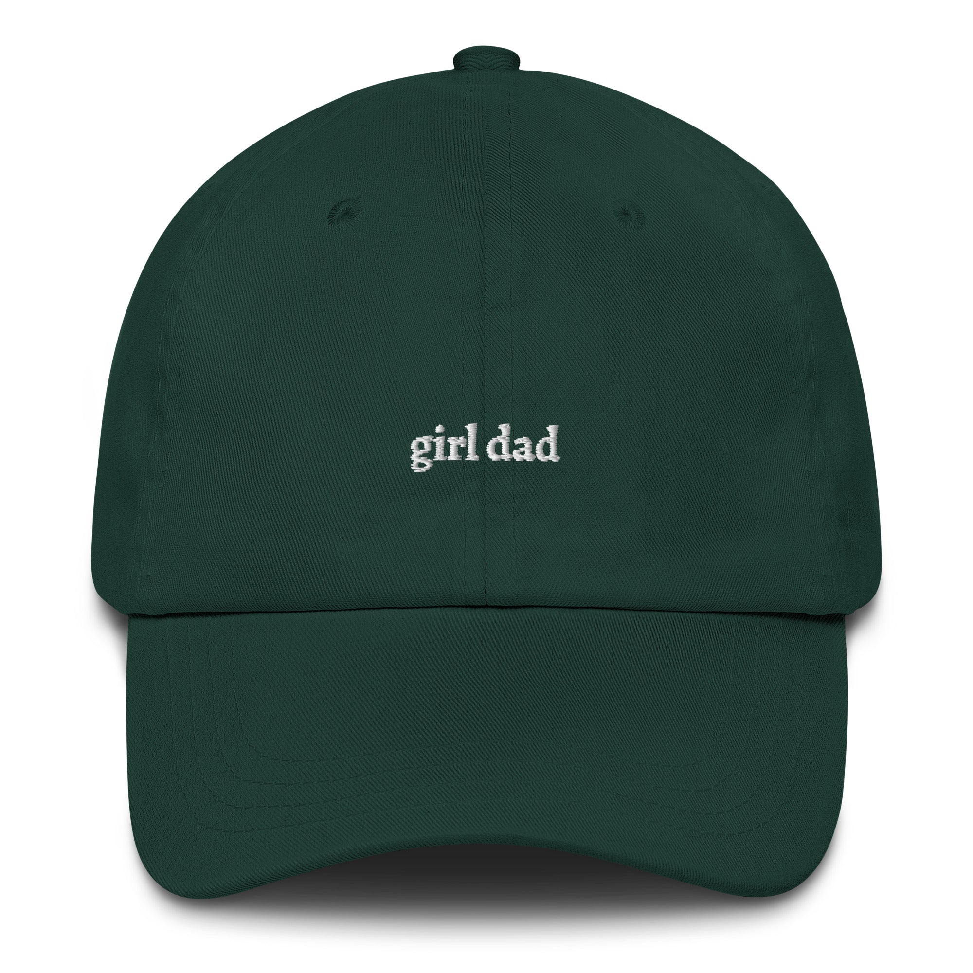 Spruce Green embroidered "girl dad" dad hat front view | Plot Twist