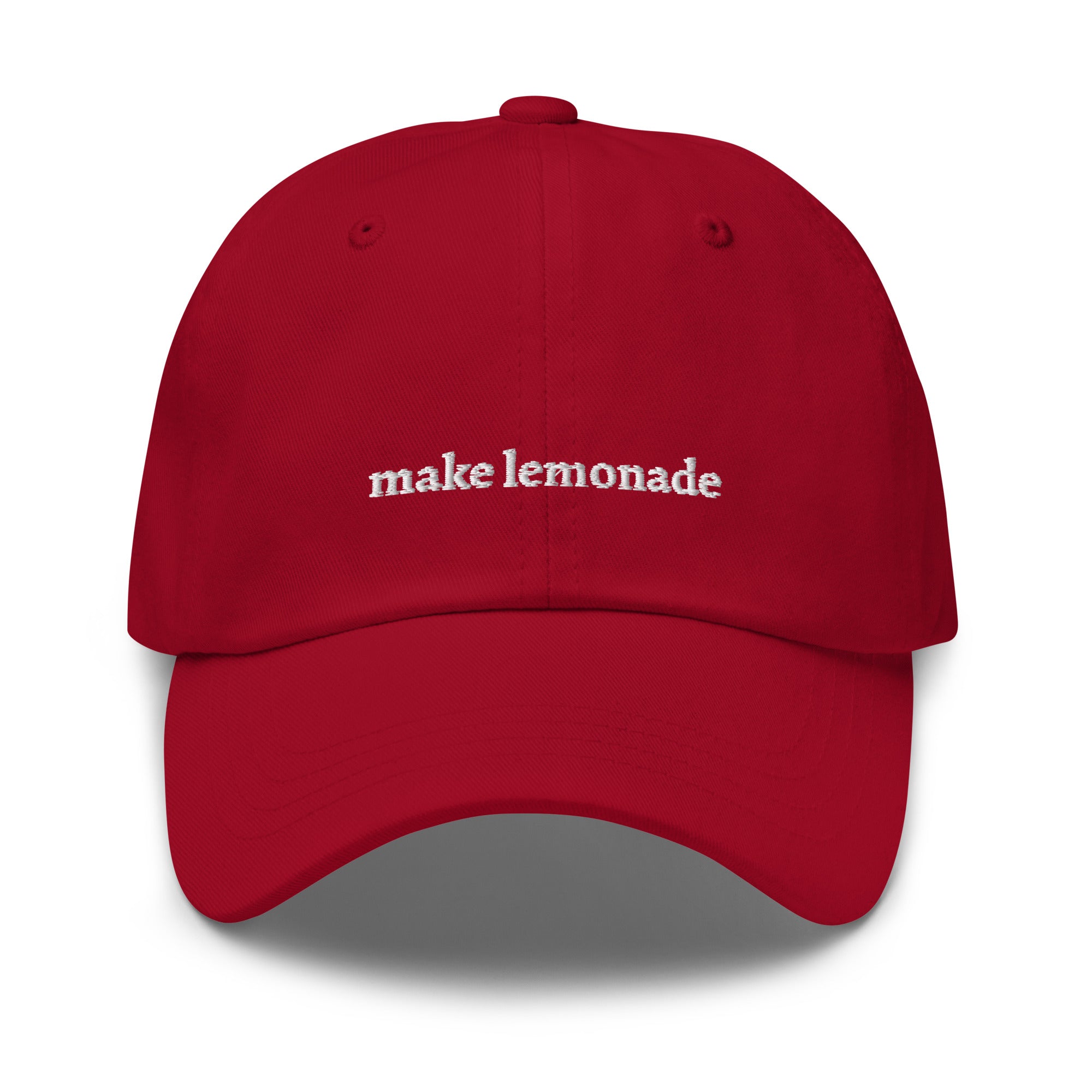 Cranberry "make lemonade" dad hat front view | Plot Twist
