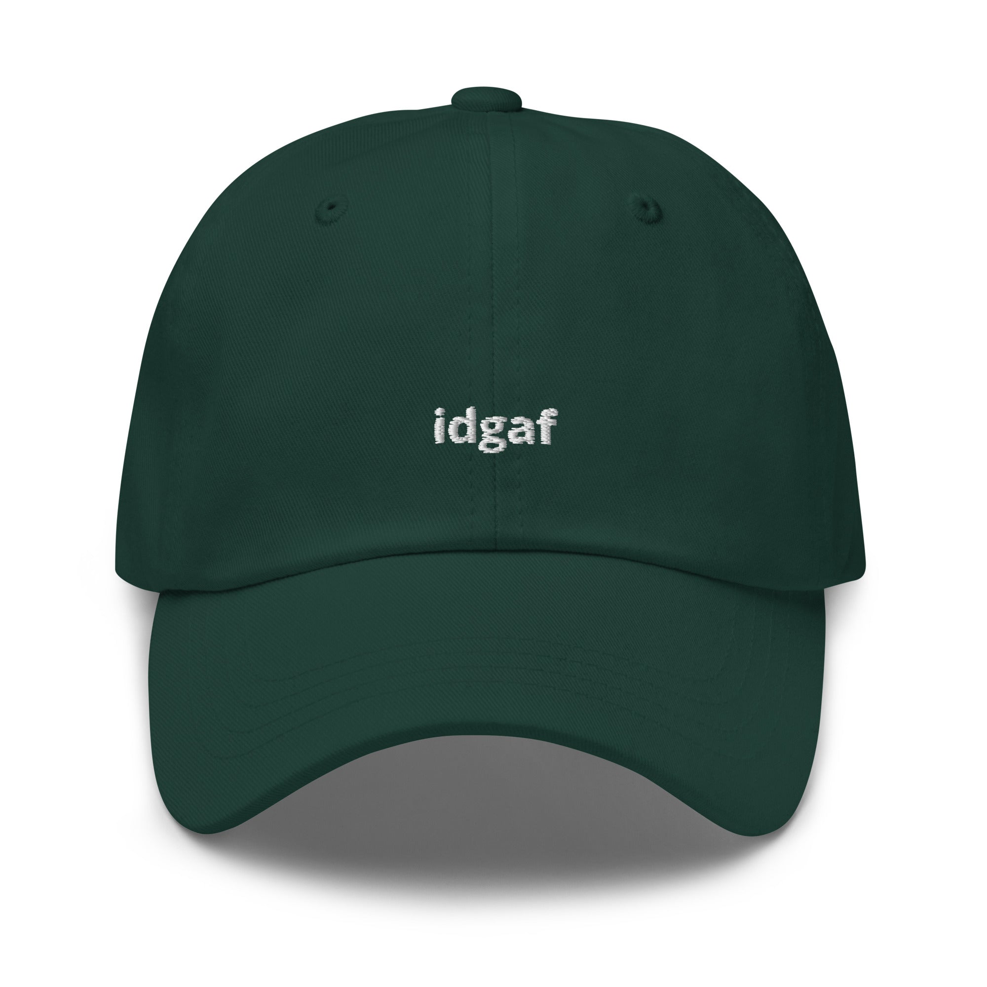 "idgaf" classic dad hat spruce green