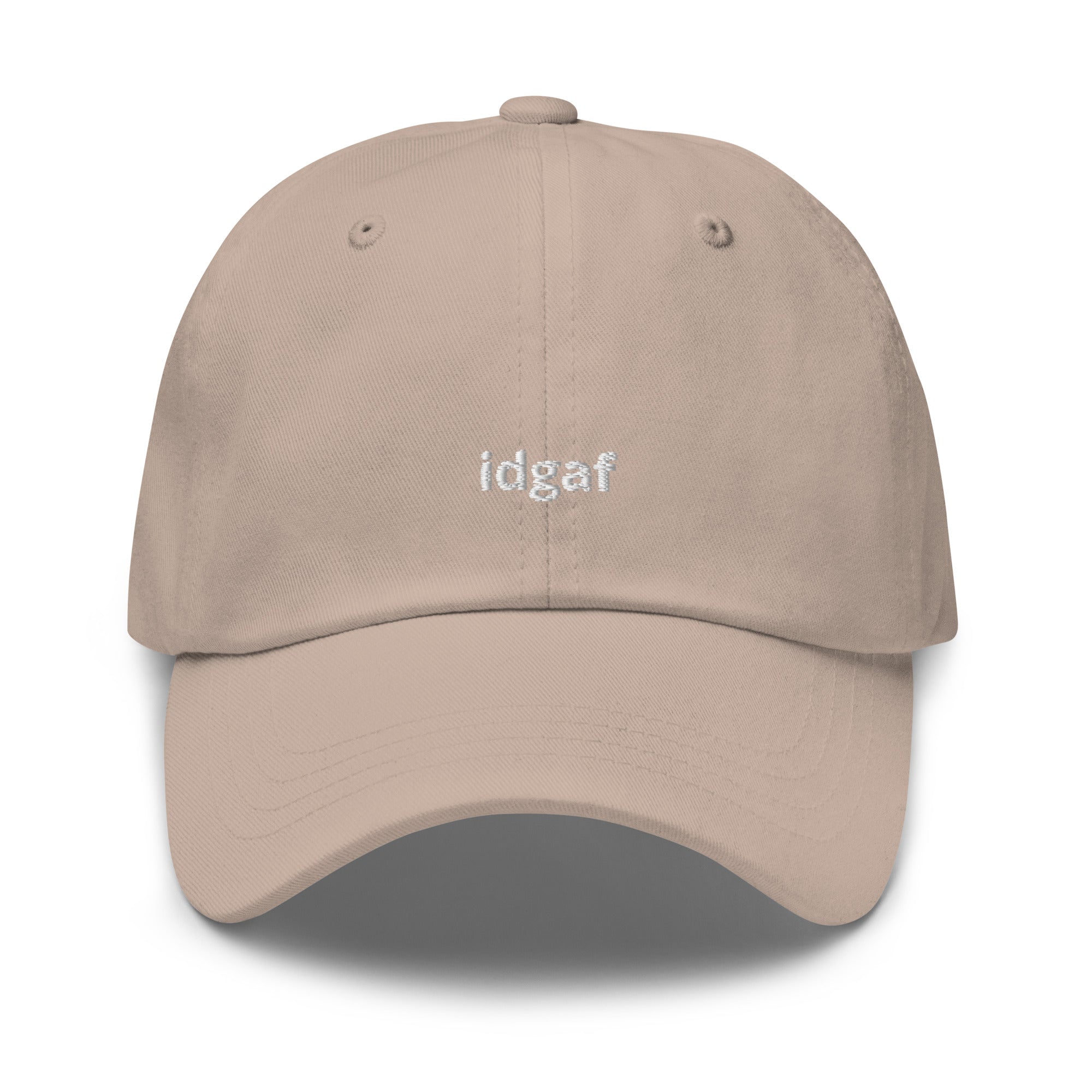 "idgaf" classic dad hat stone