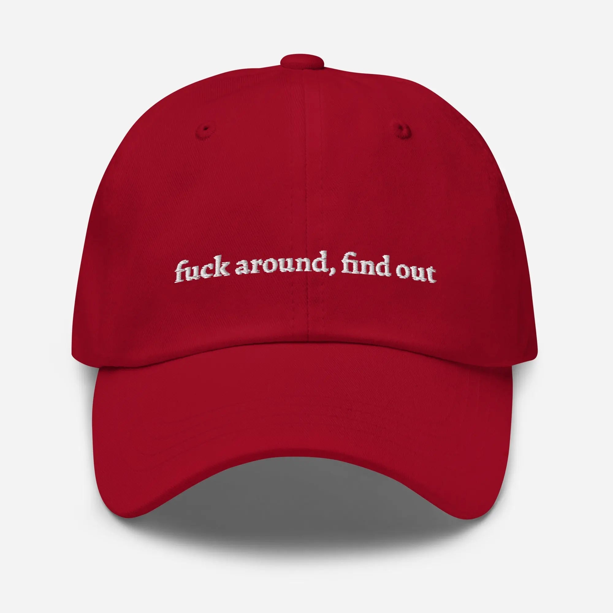 "f*** around, find out" Dad hat - Plot Twist - Cranberry